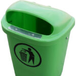 Abfallbehälter Kunststoff 50l ultramarin Dm410xH760mm Klappe - Lange