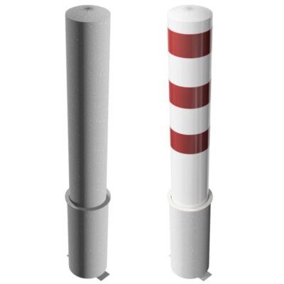 Stahl-Absperrpfosten rot/weiß mit Reflexstreifen herausnehmbar mit