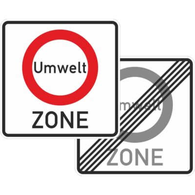 Verkehrszeichen 270.1-40 Beginn/Ende einer Verkehrsverbotszone zur Verminderung schädlicher Luftverunreinigung in einer Zone, doppelseitig | gemäß StVO