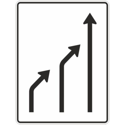 Verkehrszeichen 531-24 Einengungstafel ohne Gegenverkehr, Einzug links, von 3 auf 1 Fahrstreifen | gemäß StVO