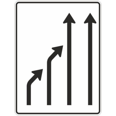 Verkehrszeichen 531-25 Einengungstafel ohne Gegenverkehr, Einzug links, von 4 auf 2 Fahrstreifen | gemäß StVO