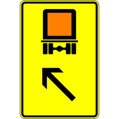 Verkehrszeichen 422-13 Wegweiser für kennzeichnungspflichtige Fahrzeuge mit gefährlichen Gütern, links einordnen | gemäß StVO