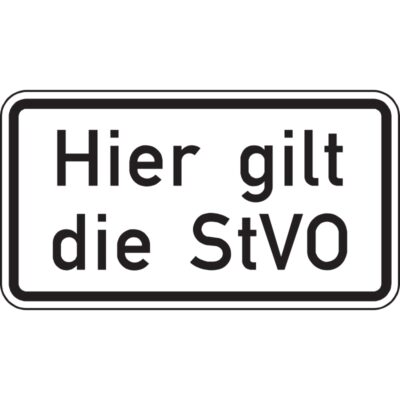 Hinweisschild Hier gilt die StVO