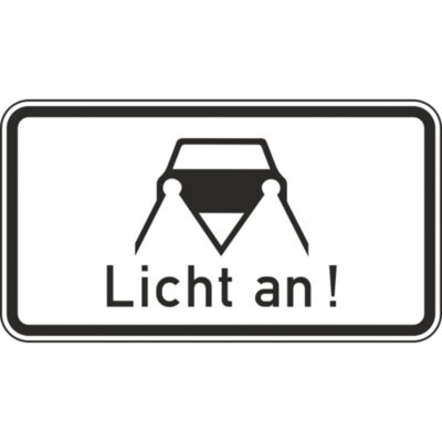 Hinweisschild Licht an!