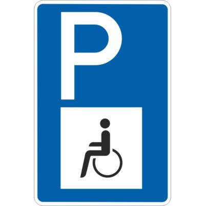 Parkplatzhinweisschild P4 Schwerbehinderte