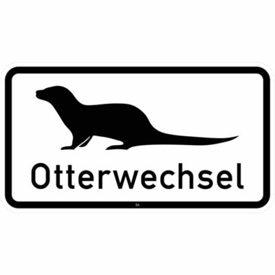 Hinweisschild Otterwechsel mit Piktogramm