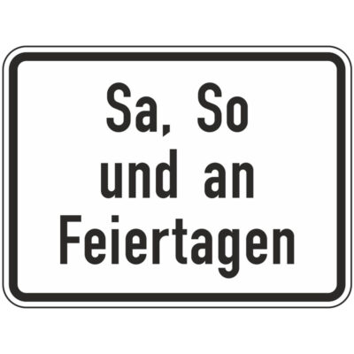 Verkehrszeichen 1042-52 Sa, So und an Feiertagen | gemäß StVO