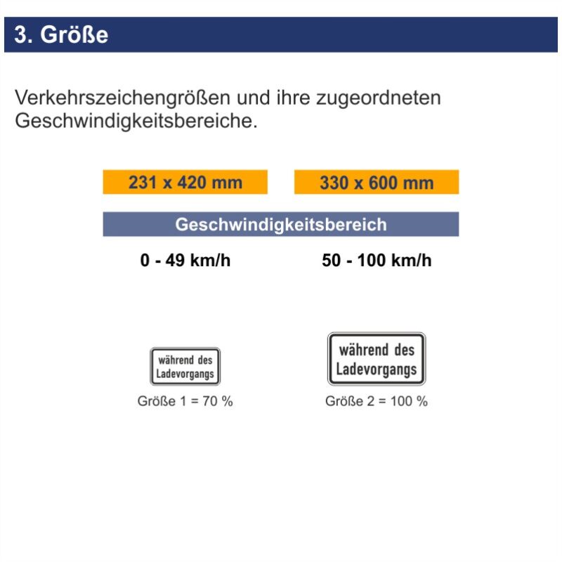 Verkehrszeichen 1053-54 während des Ladevorgangs | Größen