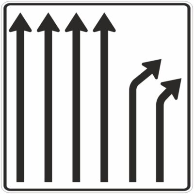 Verkehrszeichen 533-25 Trennungstafel ohne Gegenverkehr, 4-streifig durchgehend und 2-streifig rechts ab | gemäß StVO