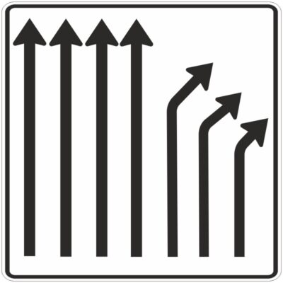 Verkehrszeichen 533-26 Trennungstafel ohne Gegenverkehr, 4-streifig durchgehend und 3-streifig rechts ab | gemäß StVO