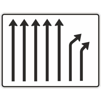 Verkehrszeichen 533-28 Trennungstafel ohne Gegenverkehr, 5-streifig durchgehend und 2-streifig rechts ab | gemäß StVO