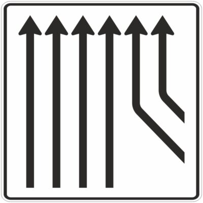 Verkehrszeichen 550-26 Zusammenführungstafel, an durchgehender Strecke, 4-streifig plus 2 Fahrstreifen von rechts | gemäß StVO