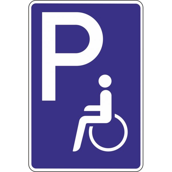 Parkplatzhinweisschild P2 Schwerbehinderte Mit Symbolen In Blau Weiss