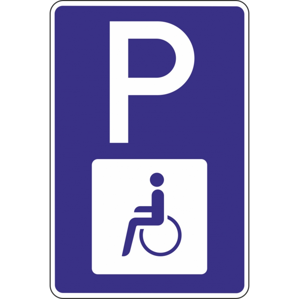 Parkplatzhinweisschild P3 Schwerbehinderte Mit Symbolen In Blau Weiss